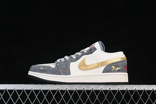 All categories Air Jordan Jordan series basketball shoes Air Jordan 1 Low High-end customized low-top sneakers Air Jordan 1 Low AJ1 Qiao 1 Year of the Horse Golden Luck High-end customized low-top retro basketball shoes JP2026-125